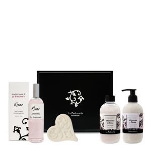 ROSAS EDC 100ML & JABÓN CORAZÓN & SALES DE BAÑO & CREMA PARA MANOS SET