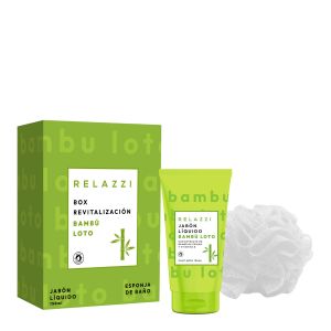 BOX REVITALIZACION: BAMBU Y LOTO JABON LIQUIDO 150ML & ESPONJA SET