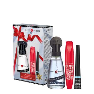 PRET A PORTER WOMAN EDT 50ML & EXAGGERATE EYE LINER & SCANDALEYES MASCARA SET