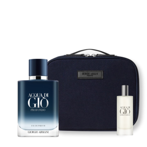 ACQUA DI GIO PROFONDO EDP 100ML RECARGABLE + POUCH + TRAVEL SIZE DE REGALO 