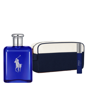 POLO BLUE EDP 125ML RECARGABLE + POUCH + TRAVEL SIZE  DE REGALO
