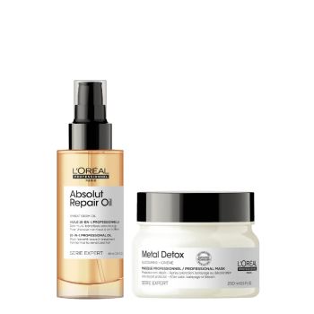 COMBO SERIE EXPERT METAL DETOX MÁSCARA PROTECTORA 250ML & ABSOLUT REPAIR ACEITE MULTI-BENEFICIO 90ML