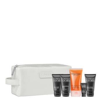 FOR MEN: BODY AND HAIR WASH & MOISTURIZING LOTION & FACE WASH & CREAM SHAVE & EYE CREAM & POUCH SET