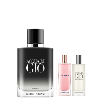 ACQUA DI GIO PARFUM 100ML RECARGABLE + TRAVEL SIZE SET DE REGALO