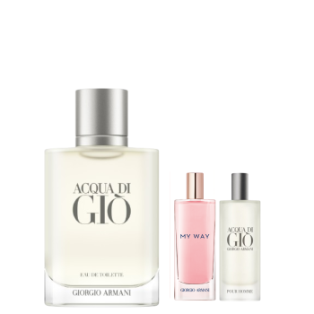 ACQUA DI GIO EDT 100ML RECARGABLE + TRAVEL SIZE SET DE REGALO