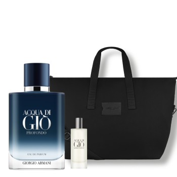 ACQUA DI GIO PROFONDO EDP 100ML RECARGABLE + TOTE BAG + TRAVEL SIZE DE REGALO