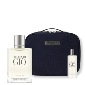 ACQUA DI GIO EDT 100ML RECARGABLE + POUCH + TRAVEL SIZE DE REGALO 