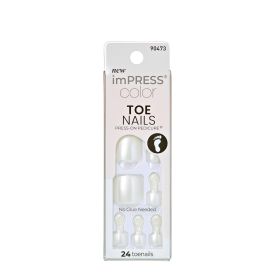 COLOR PRESS-ON TOENAILS 30 NAILS - LUSTRE WHITE