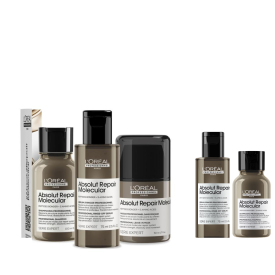 ABSOLUT REPAIR MOLECULAR SHAMPOO & RINSE-OFF SERUM & LEAVE-IN MASK SET + 2 TALLAS DE REGALO