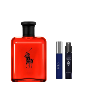 POLO RED EDT 125ML RECARGABLE + DOS TRAVEL SIZE DE REGALO 